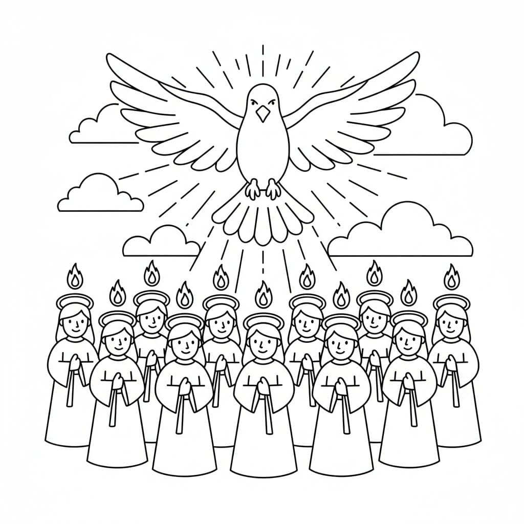 ζωγραφική Δωρεάν εκτύπωση Πεντηκοστής για παιδιά