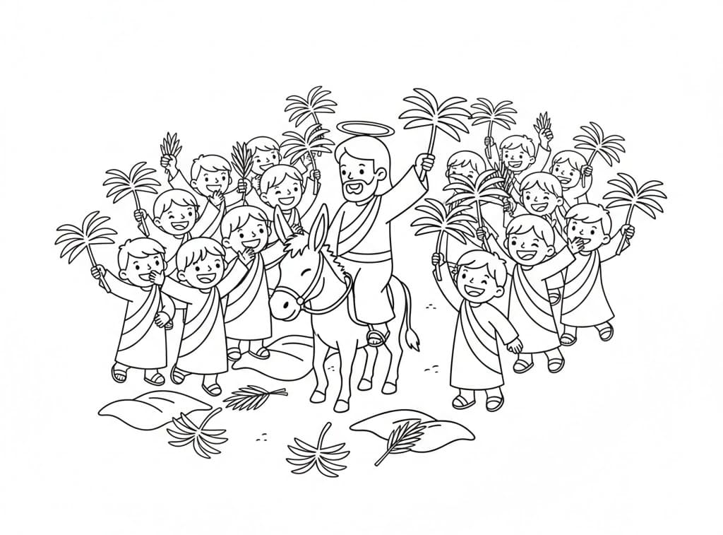 ζωγραφική Εικόνα της Κυριακής των Βαΐων για παιδιά