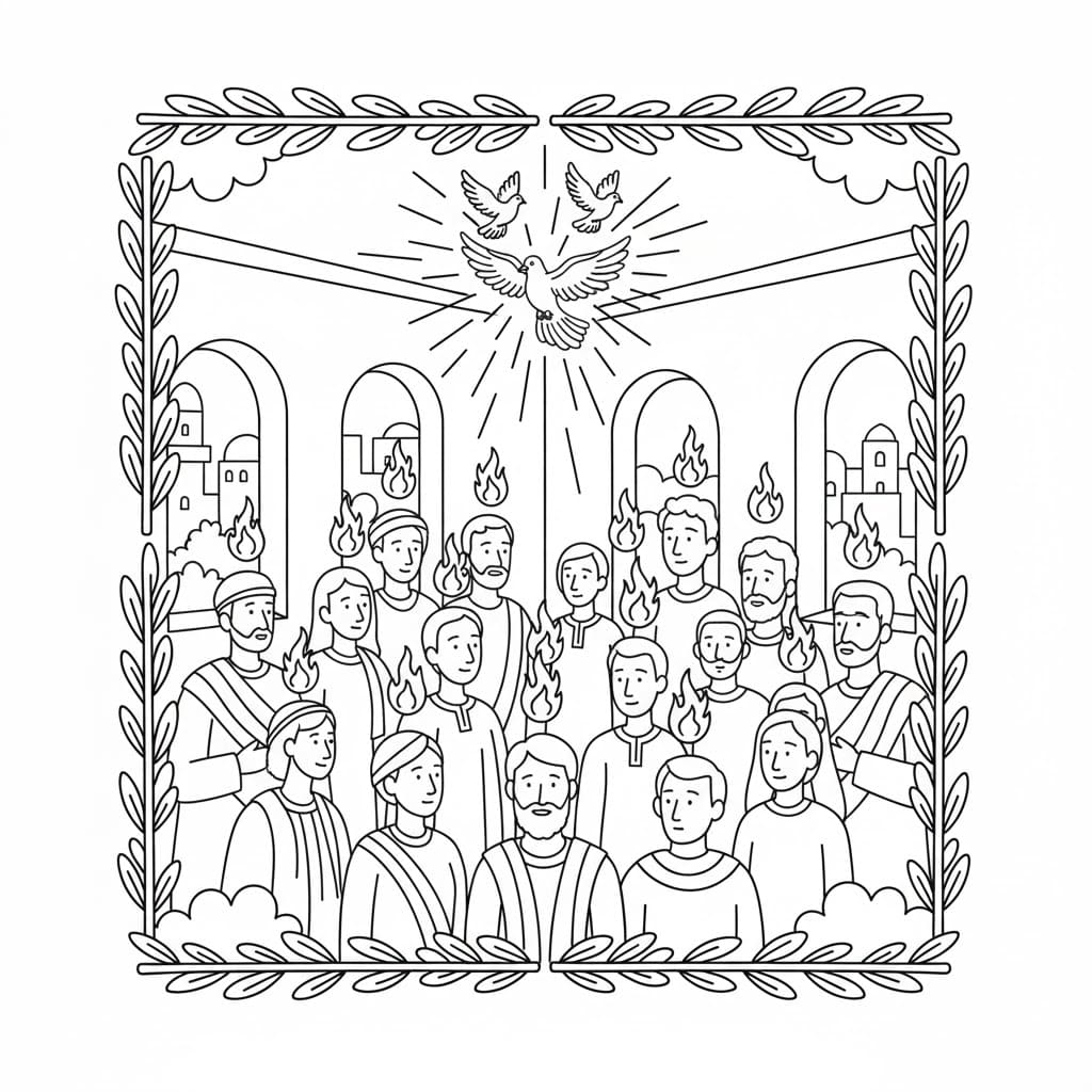 ζωγραφική Εκτύπωση Πεντηκοστής για παιδιά