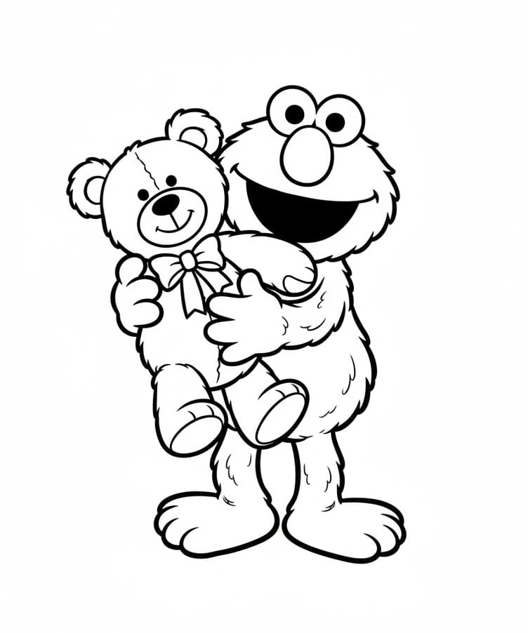 ζωγραφική Έλμο και αρκούδα