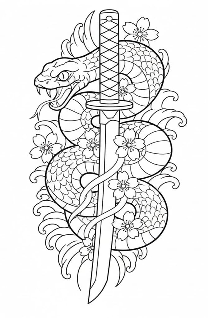 ζωγραφική Φίδι και Κατάνα