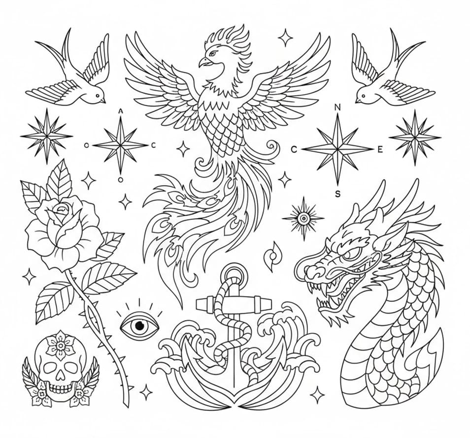 ζωγραφική Φοίνιξ και Δράκος