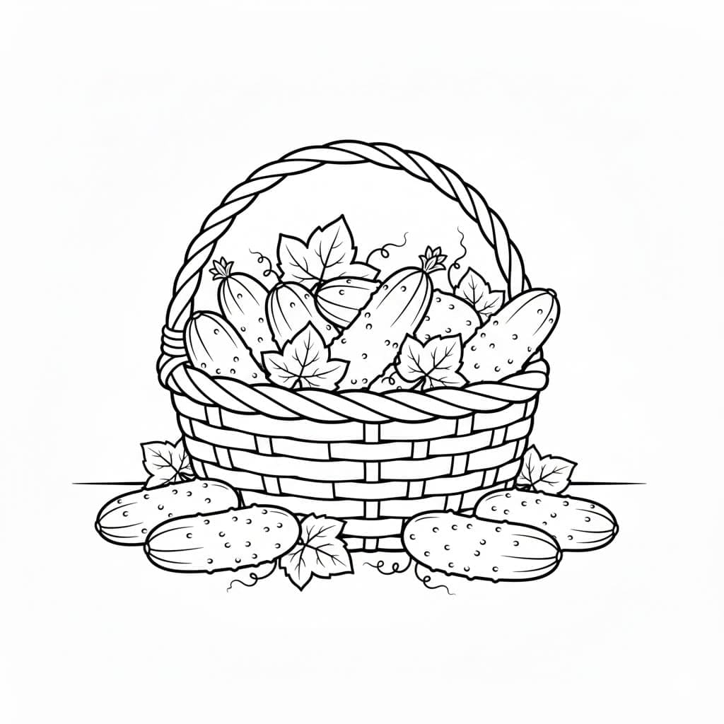 ζωγραφική Καλάθι με αγγούρια