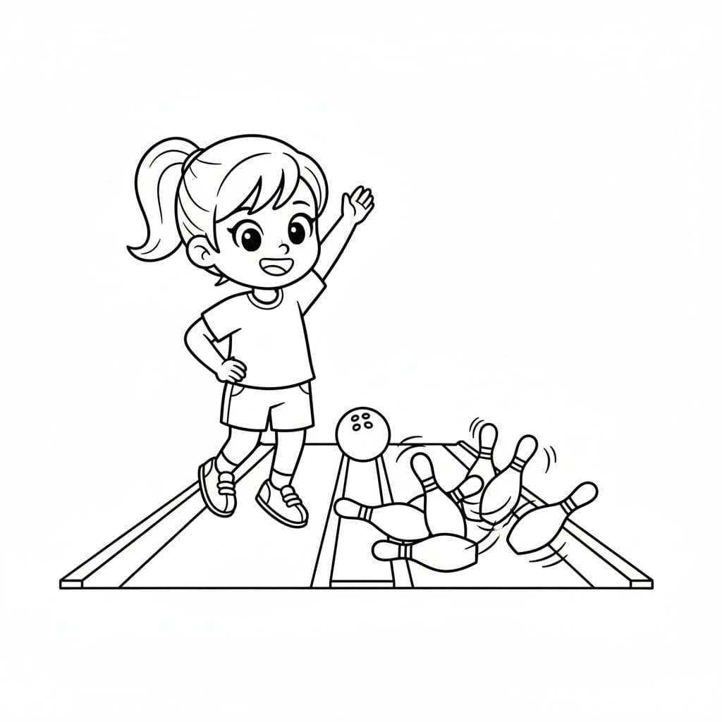 ζωγραφική Κορίτσι χαρούμενο μπόουλινγκ