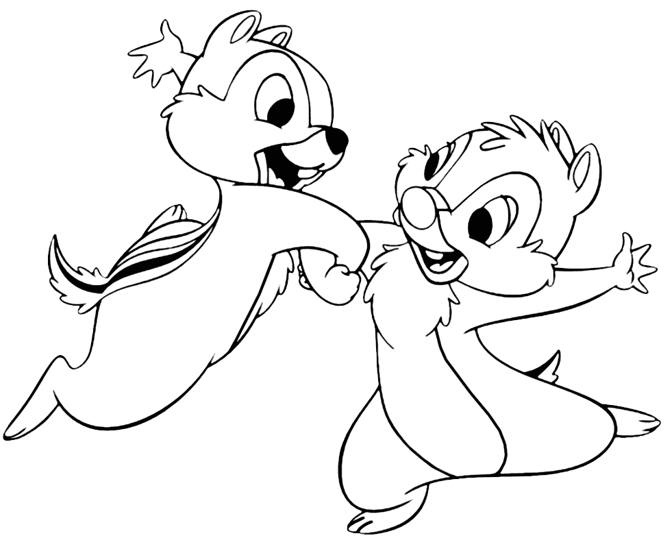 ζωγραφική Ο Τσιπ και ο Ντέιλ χορεύουν