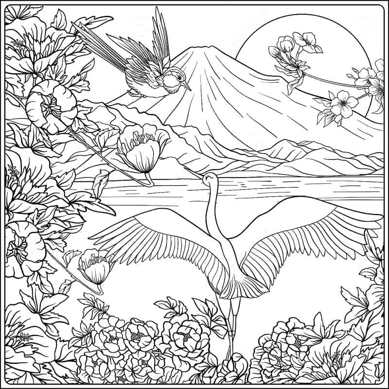 ζωγραφική Ορεινό τοπίο στην Ιαπωνία