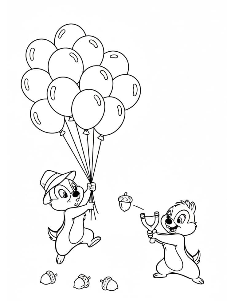ζωγραφική Τσιπ και Ντέιλ με μπαλόνι