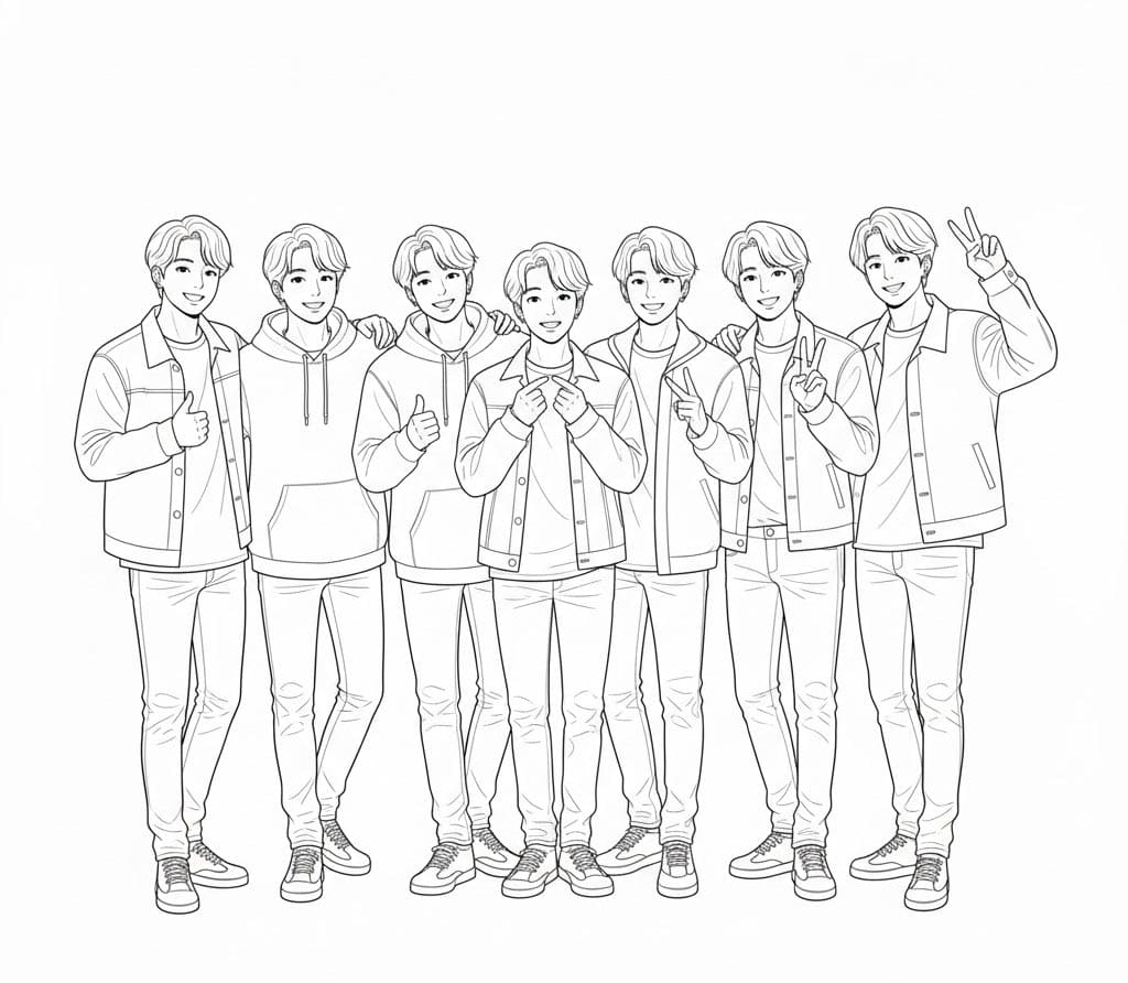 ζωγραφική BTS Ομαδική Πόζα