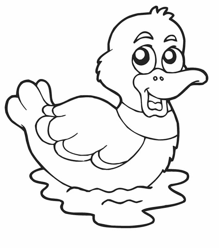 ζωγραφική Ένα παπάκι επιπλέει στο νερό