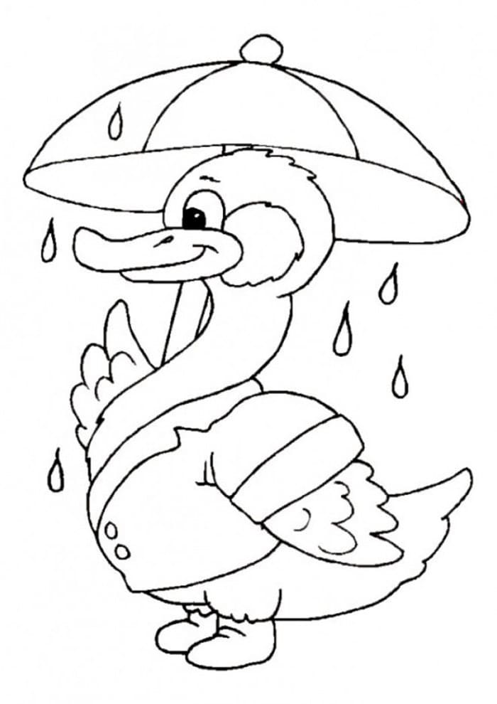 ζωγραφική Η πάπια κουβαλάει την ομπρέλα της