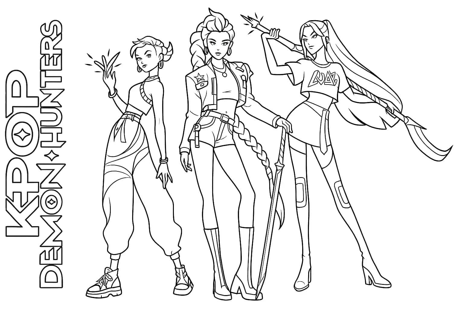 ζωγραφική K-Pop Κυνηγοί Δαιμόνων Εκτυπώσιμο για παιδιά