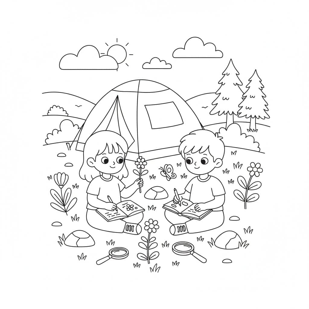 ζωγραφική Κάμπινγκ χαρούμενος