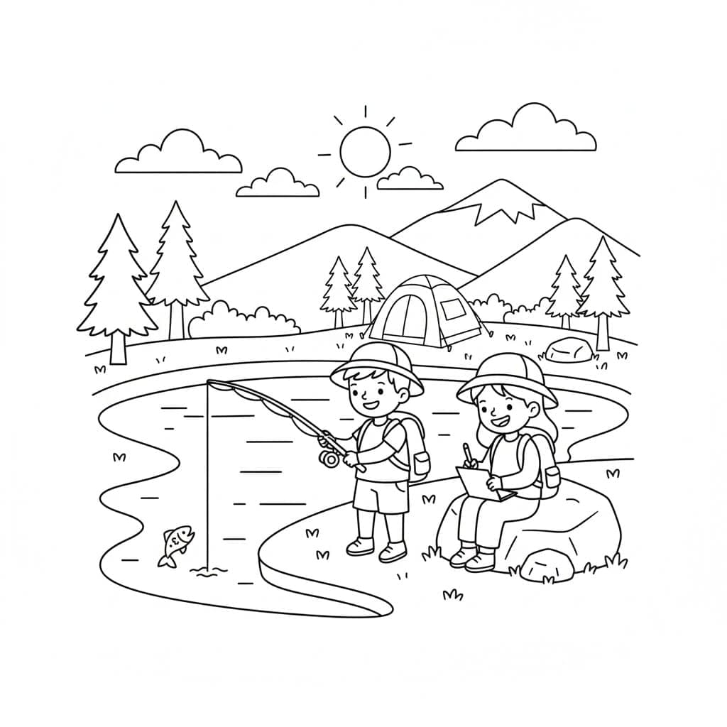 ζωγραφική Κάμπινγκ στο ποτάμι