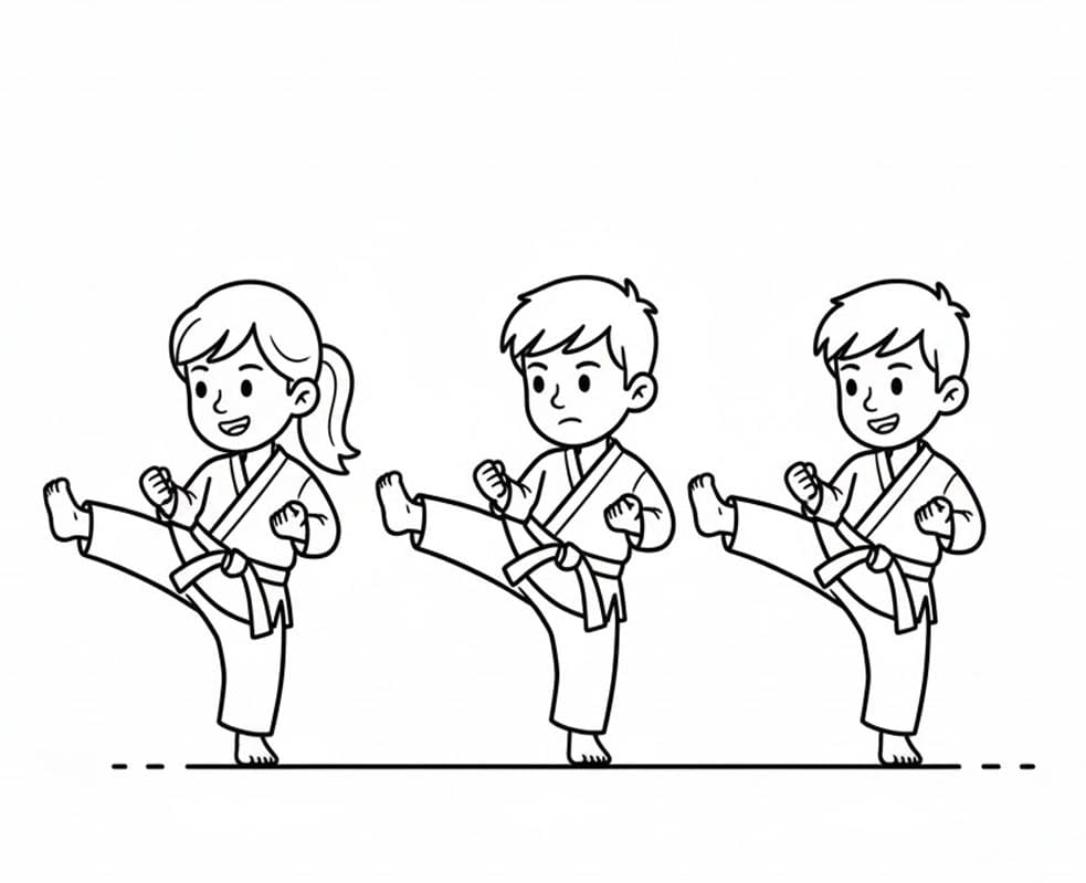 ζωγραφική Καράτε Ομαδικές Κλωτσιές