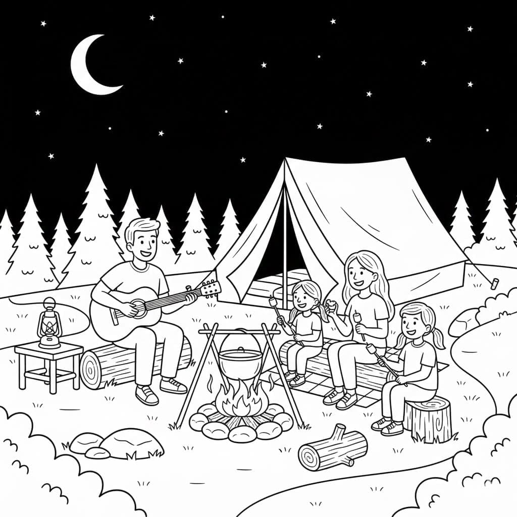 ζωγραφική Νύχτα με Σκηνή