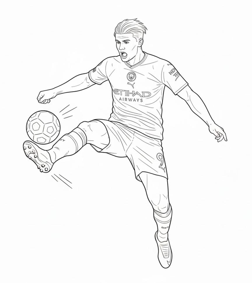 ζωγραφική Ο Έρλινγκ Χάαλαντ με την μπάλα