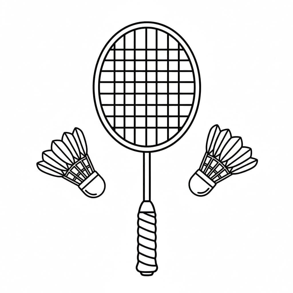 ζωγραφική Ρακέτες και δύο μπάλες μπάντμιντον