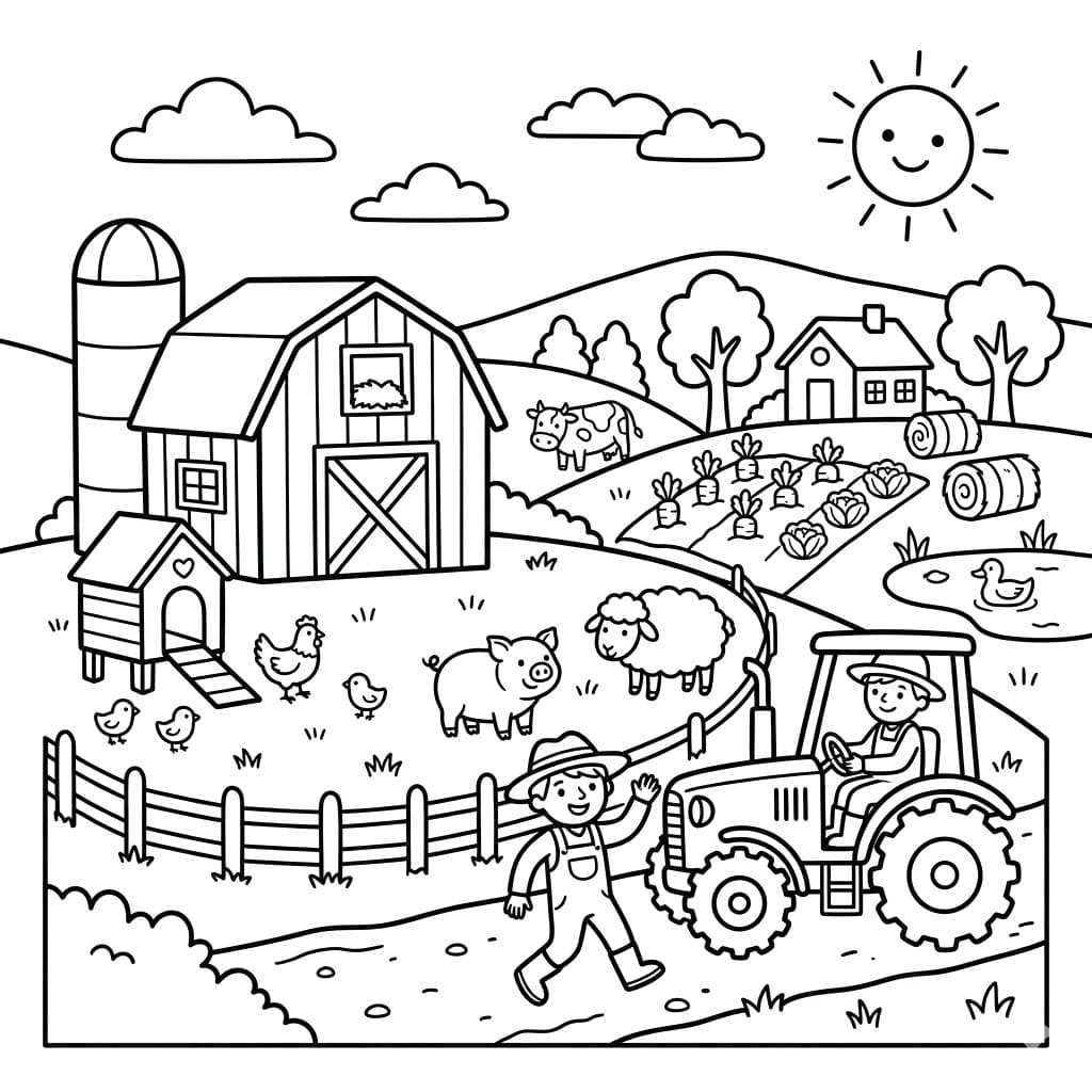 ζωγραφική Αγρότης Με Τρακτέρ