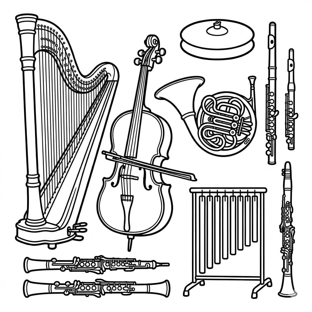 ζωγραφική Άρπα με Κλαρινέτο και Τσέλο