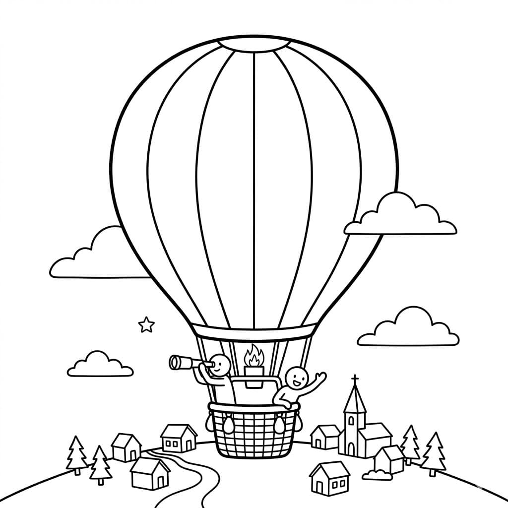ζωγραφική Χωριάτικο Αερόστατο