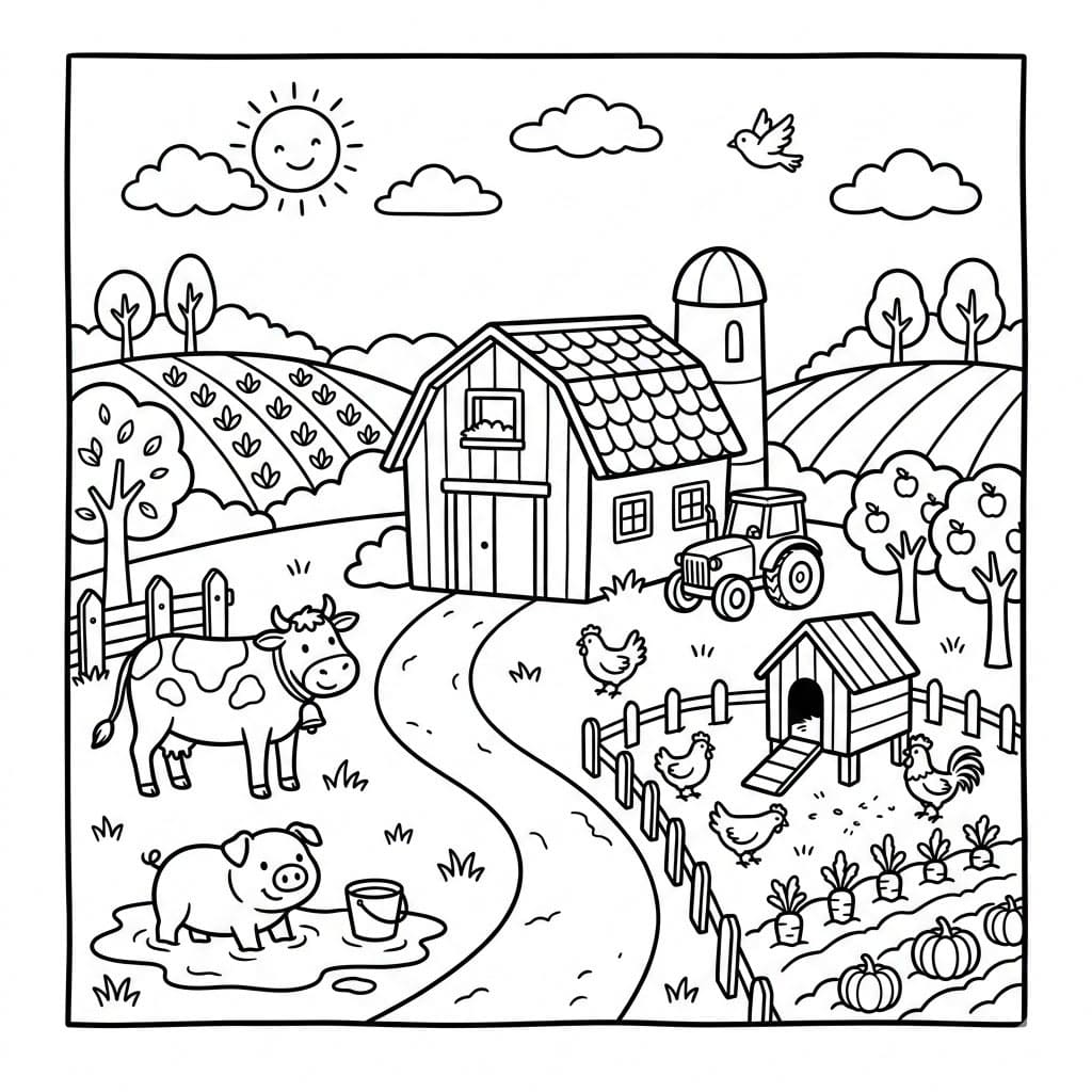 ζωγραφική Δρόμος Στο Αγρόκτημα