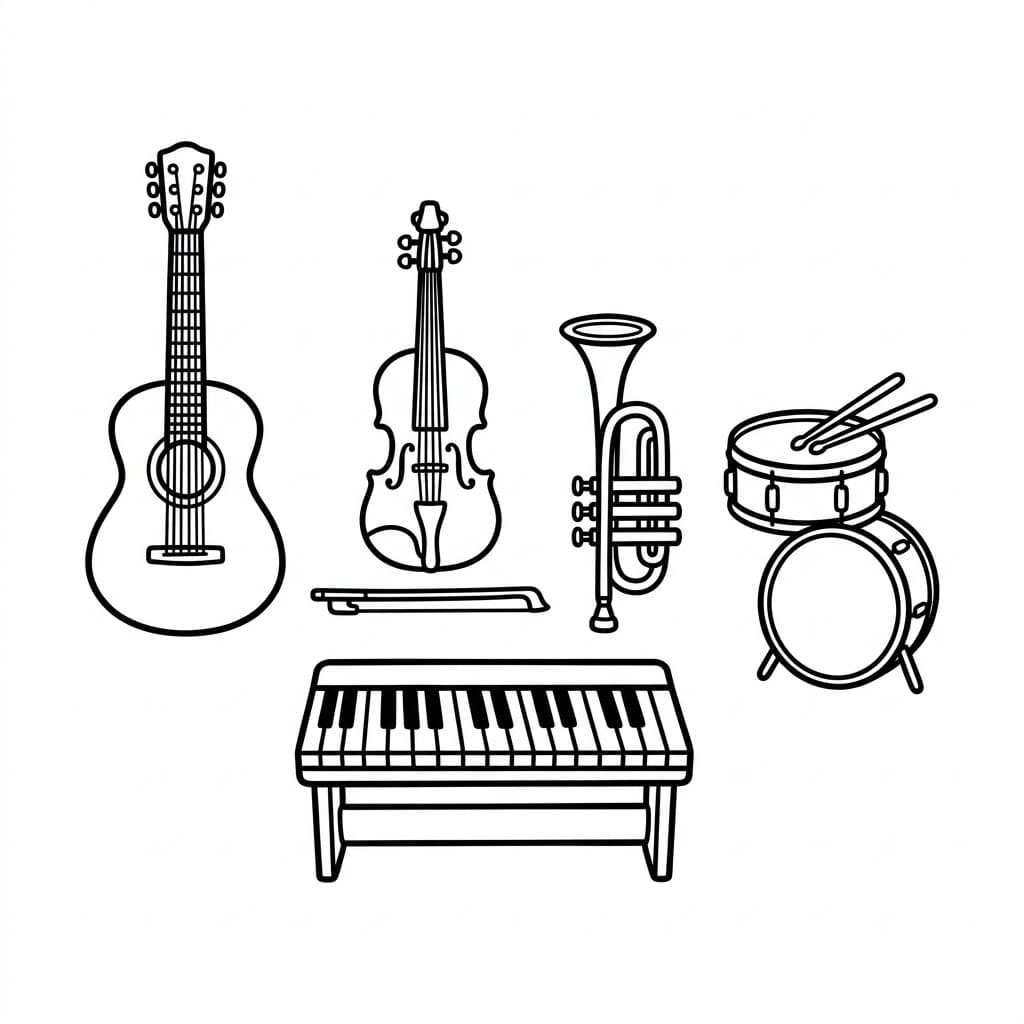 ζωγραφική Κιθάρα και Βιολί με Τύμπανα