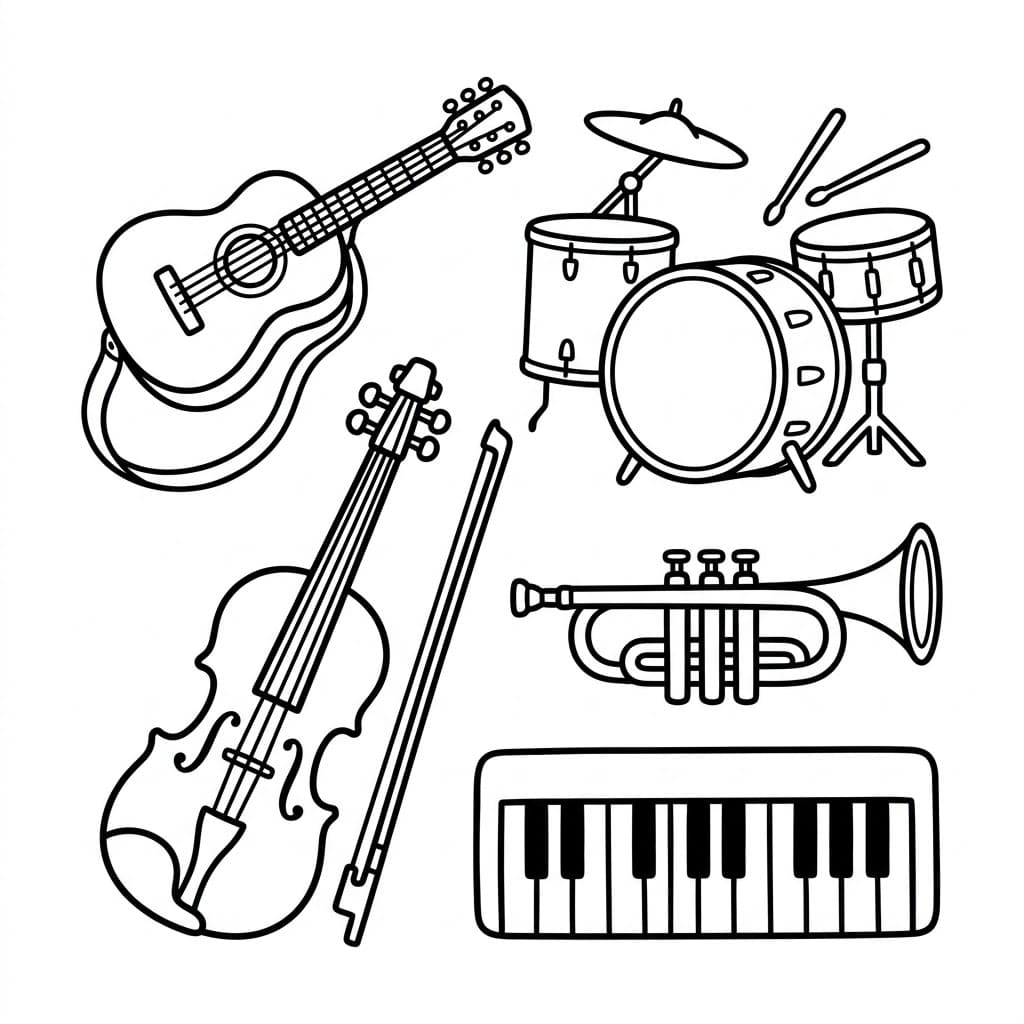 ζωγραφική Κιθάρα με Ντραμς και Βιολί