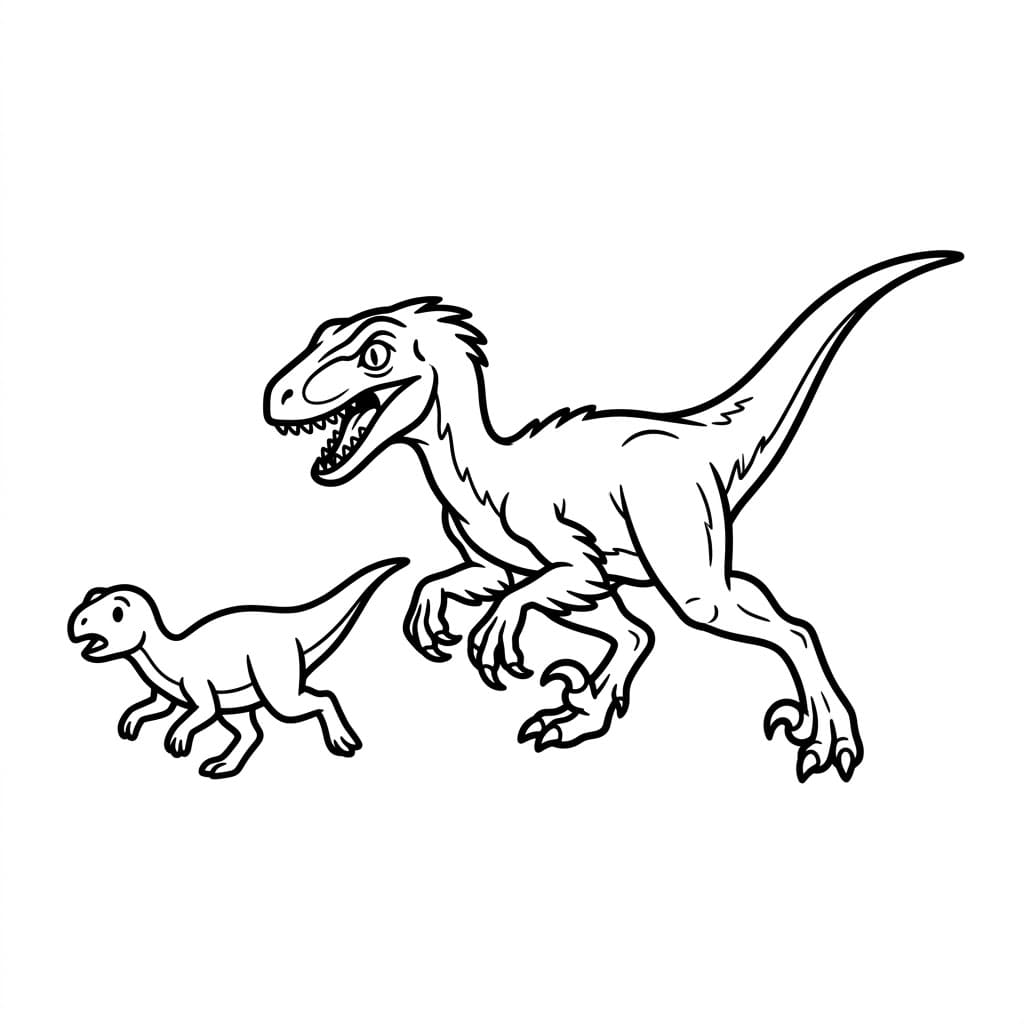 ζωγραφική Κυνήγι Βελοσιράπτορα