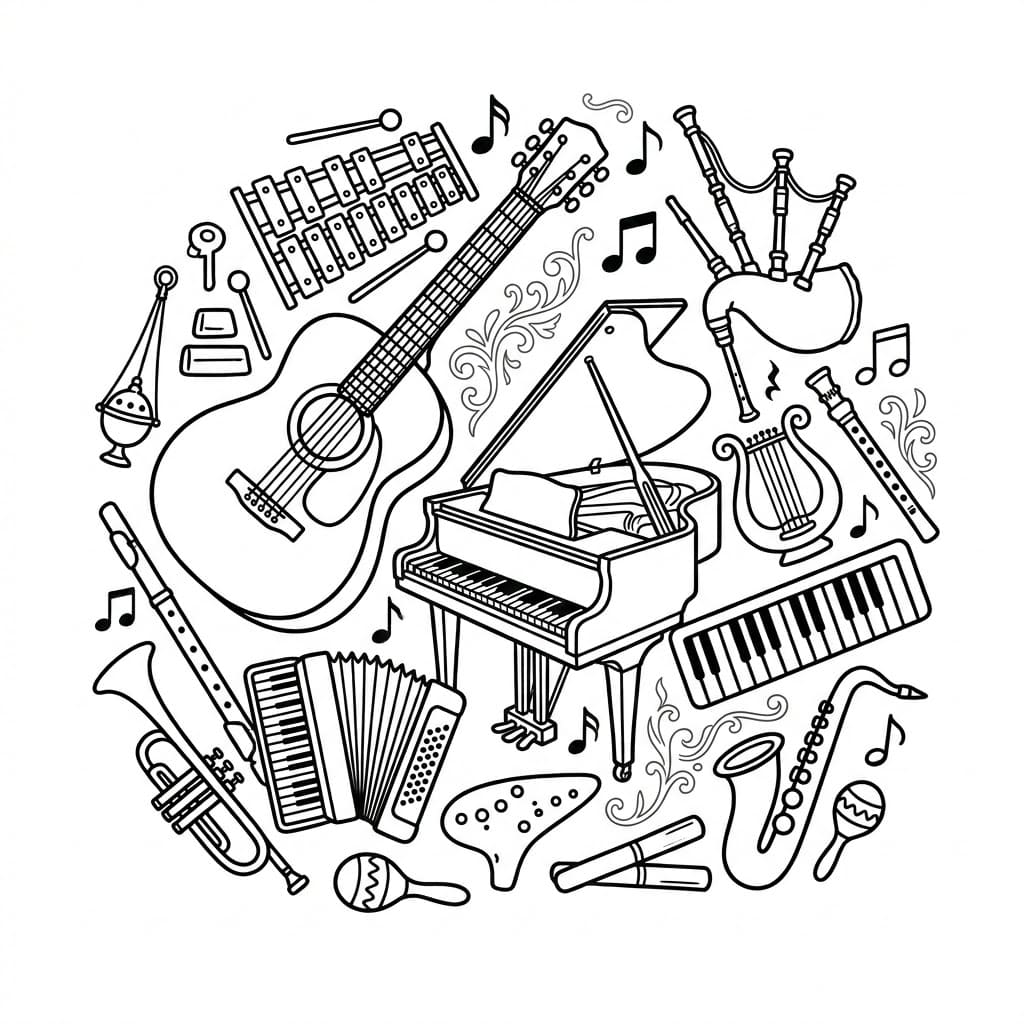 ζωγραφική Μουσικά Όργανα σε Σύνθεση