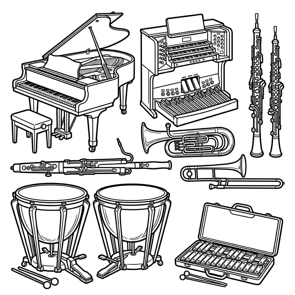 ζωγραφική Πιάνο με Πνευστά και Τύμπανα