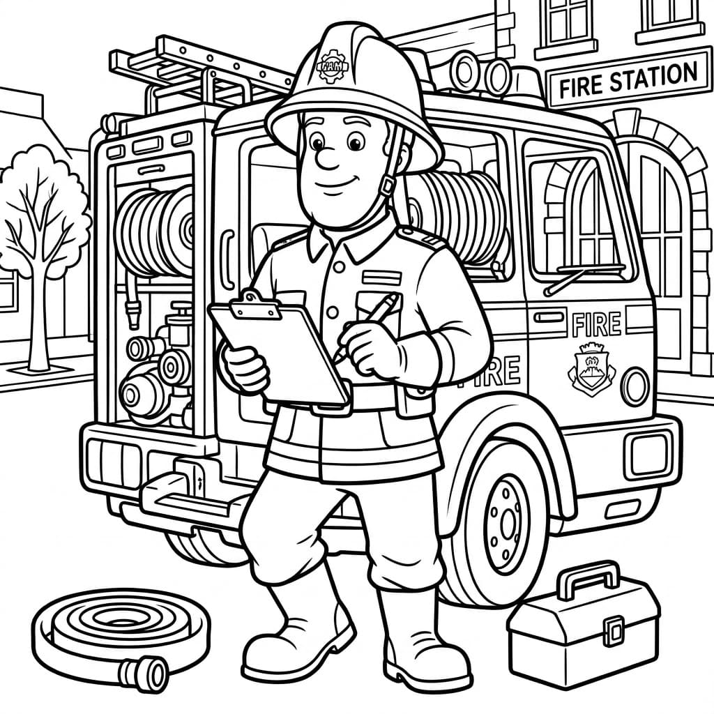 ζωγραφική Πυροσβέστης Σαμ με Όχημα