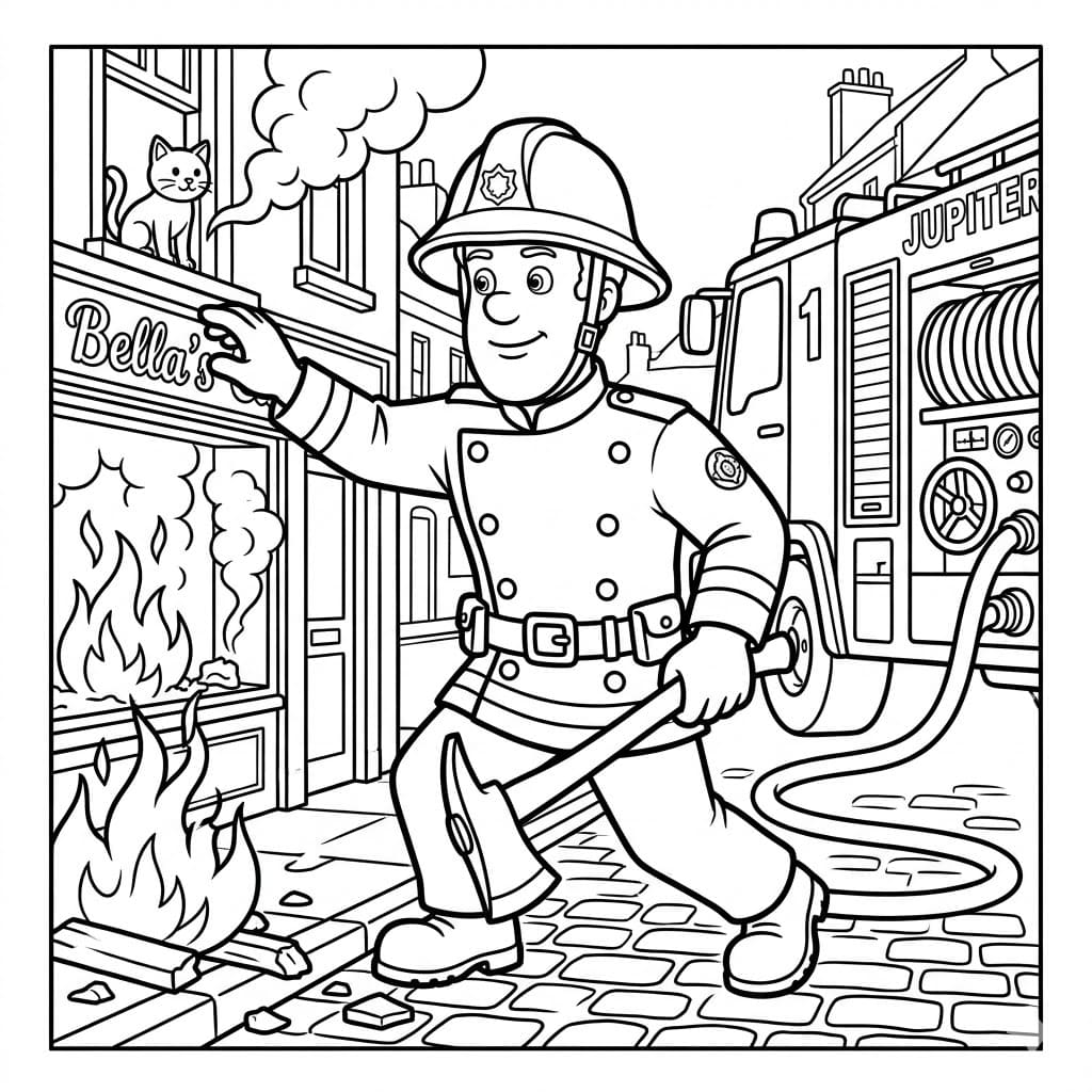 ζωγραφική Πυροσβέστης Σαμ σε Φωτιά