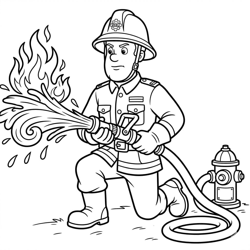 ζωγραφική Πυροσβέστης Σαμ Σβήνει Φωτιά