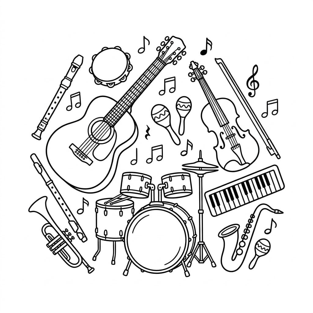 ζωγραφική Ρυθμικά Όργανα με Νότες