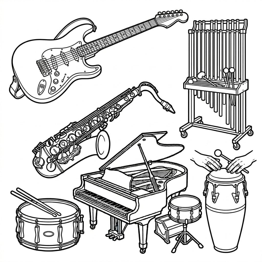 ζωγραφική Σαξόφωνο και Πιάνο Σύνολο