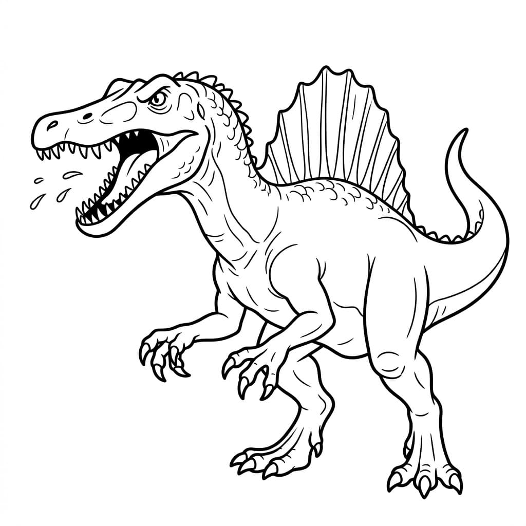 ζωγραφική Σπινόσαυρος σε επίθεση