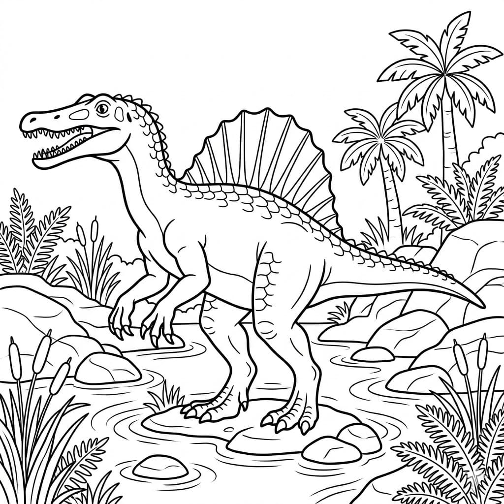 ζωγραφική Σπινόσαυρος στη ζούγκλα