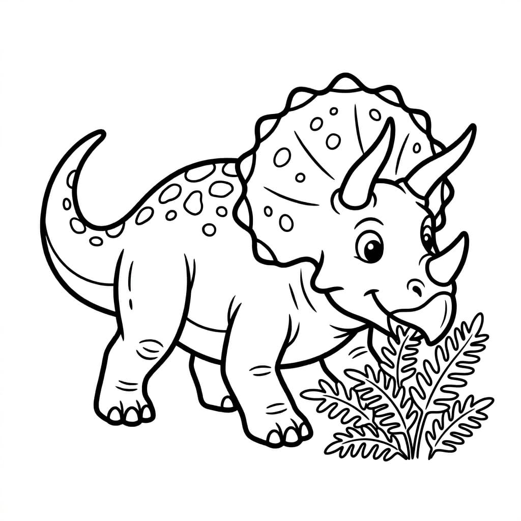 ζωγραφική Τρικεράτοπας που τρώει φυτά