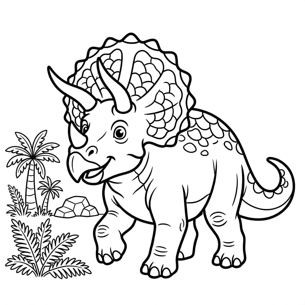 ζωγραφική Τρικεράτοπας στη φύση