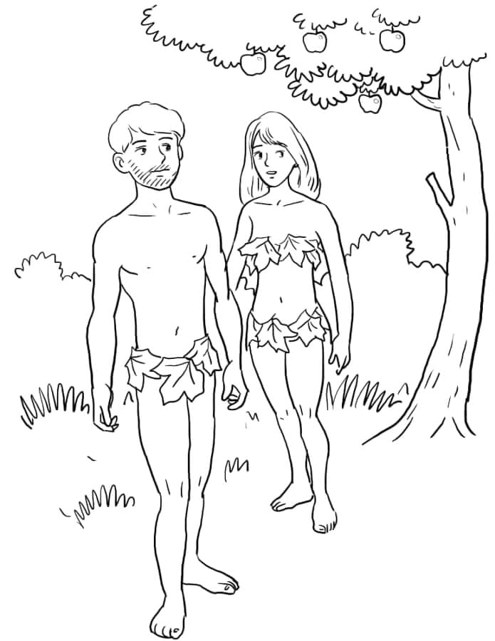 ζωγραφική Αδάμ και Εύα στον Παράδεισο