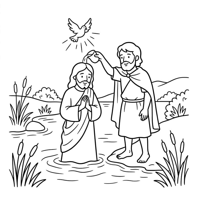 ζωγραφική Αγνό Βάπτισμα στο Ποτάμι