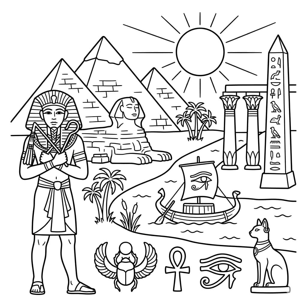 ζωγραφική Αιγυπτιακό Τοπίο Πυραμίδων
