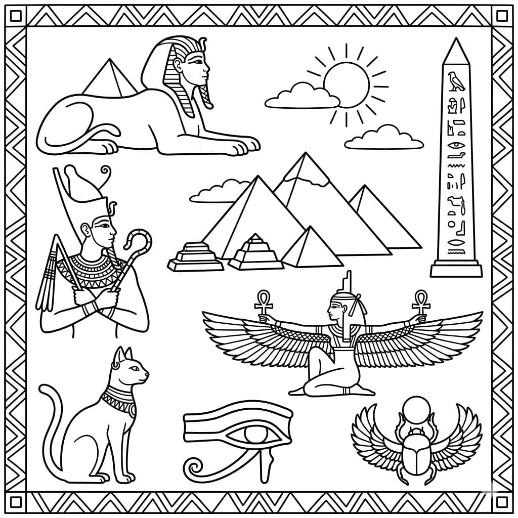 ζωγραφική Αρχαίοι Θεοί και Πυραμίδες
