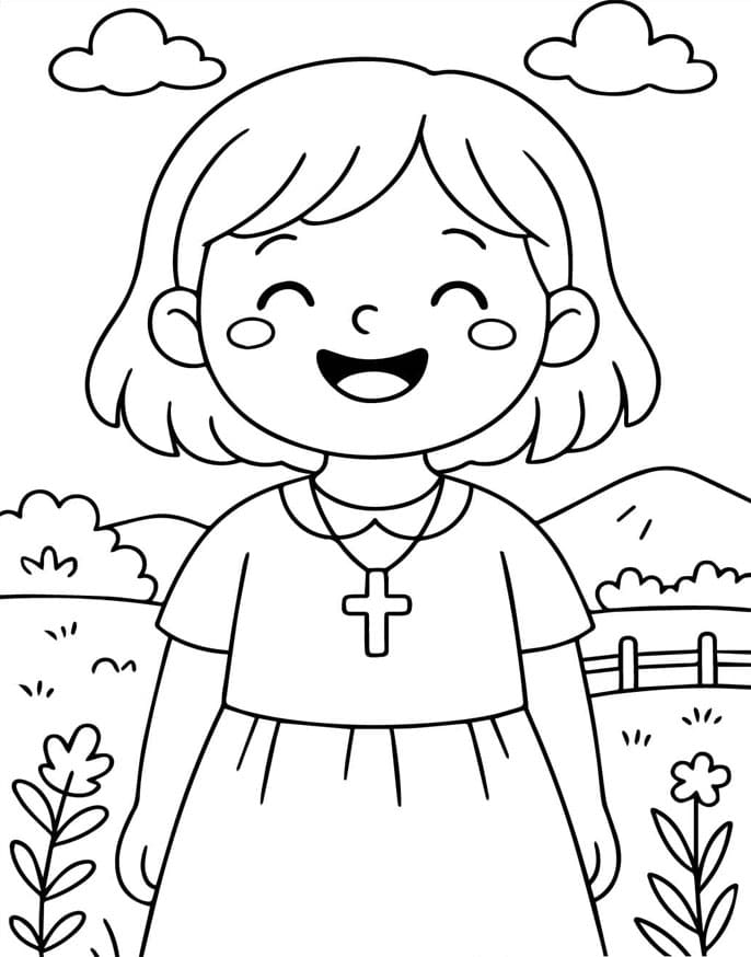 ζωγραφική Χαρούμενα παιδιά και Σταυρός