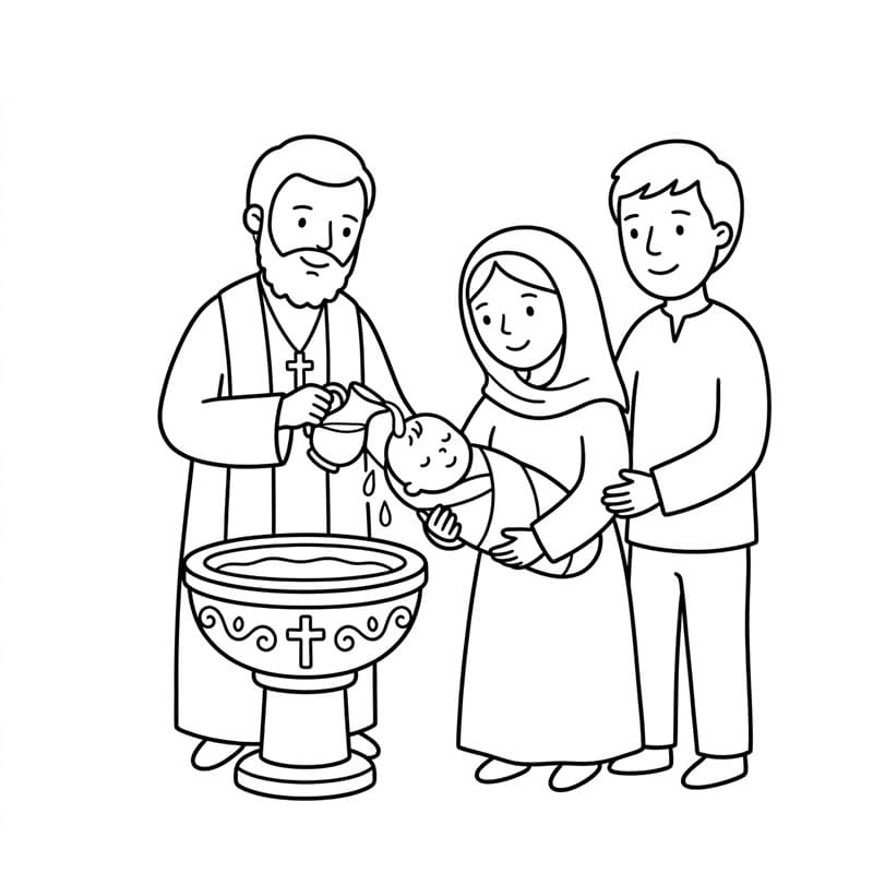 ζωγραφική Χαρούμενο Βάπτισμα Οικογένειας