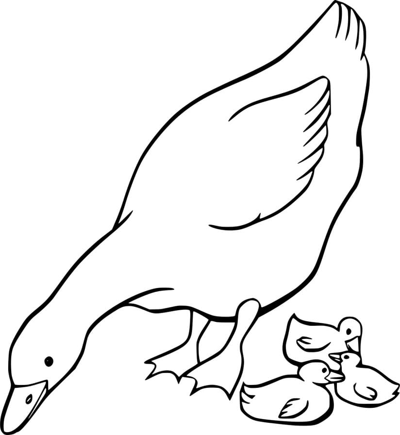 ζωγραφική Χήνα και τα μωρά της