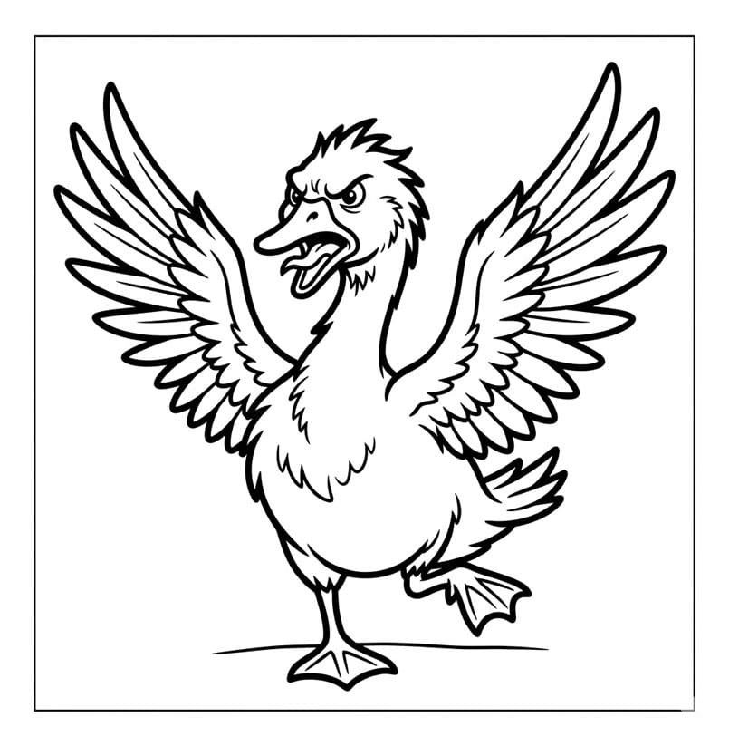 ζωγραφική Χήνα με Ανοιχτά Φτερά