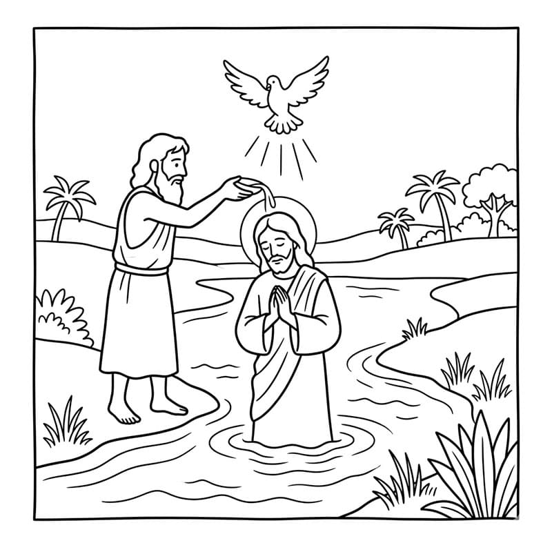 ζωγραφική Ειρηνικό Βάπτισμα Ποταμού