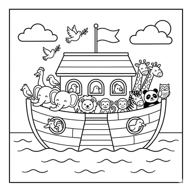 ζωγραφική Εισαγωγή στην Κιβωτό του Νώε με ζώα