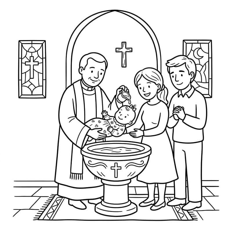 ζωγραφική Ευλογημένο Βάπτισμα Παιδιού